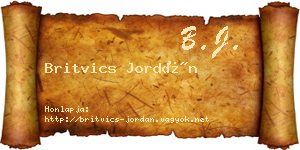 Britvics Jordán névjegykártya